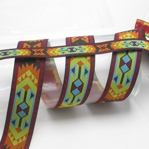 Azteken Jacquard Band 3/4 "(20mm) oder 1 1/2" (38mm) Helles Aztekenmuster 3 Meter & mehr