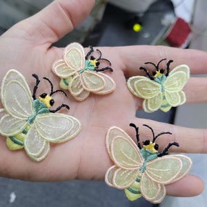 Moth Iron On Patch 3D Layered Sheer Embroidered Applique 2 sizes 2 colors