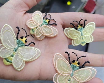 Moth Iron On Patch 3D Layered Sheer Embroidered Applique 2 sizes 2 colors