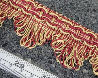 Fan Edge Fringe Braid Wine & Beige 4 yard remnant