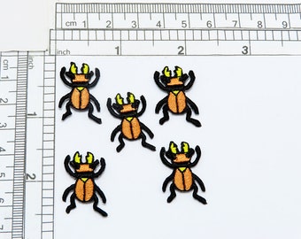 Beetle Patch  1" x 5/8" Iron On Embroidered Applique 5 pieces