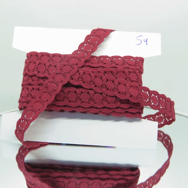 Berry Red 1/2" 12.5mm Fancy Lace Elastic trim couture artisanat 3 ou 5 yards