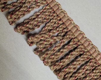 Decorator Bullion Fringe 3" (76mm) High End Priced Per Yard Brown Wine & Gold 2 3/4 yard remnant