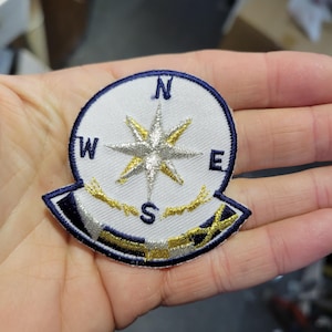 Nautical Compass Patch Embroidered Iron On Applique