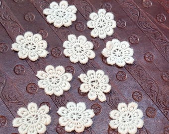10 motivi floreali di margherite in pizzo veneziano, applicazioni color bianco sporco da cucire