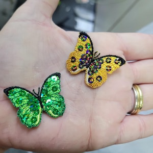 Sequined Butterfly Patch 1 1/2" x 1 1/8" Iron On Applique