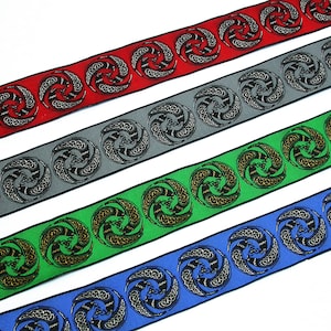 Celtic Raven Woven Jacquard Ribbon Border 38mm 1 1/2&quot; 3 yards & up