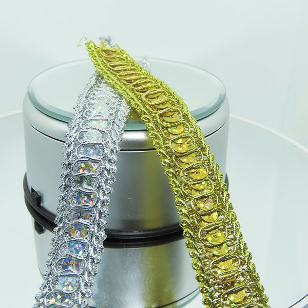 Sequin Holographic Braid 7/8" (22mm)  Priced Per Yard Pageant Party - Sparkly