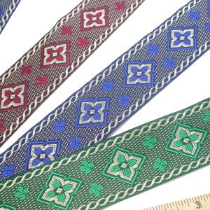 Jacquardband 3,5 cm Kette Design *Farben* 100% POLYESTER Ein feines sehr leicht zu arbeitendes Jacquardband