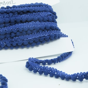 Blue 3/8 Inch Mini Pom Pom Trim 5 yards Doll Crafts sewing trim