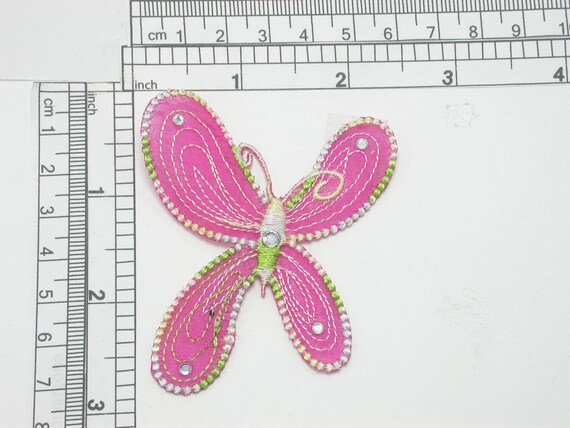 Small Lilac Butterfly, Embroidered, Iron on Patch 