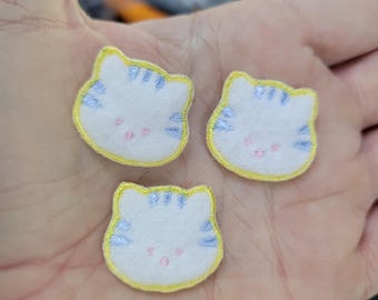 3 x Kitty Cat Patch Face Embroidered Iron On Applique