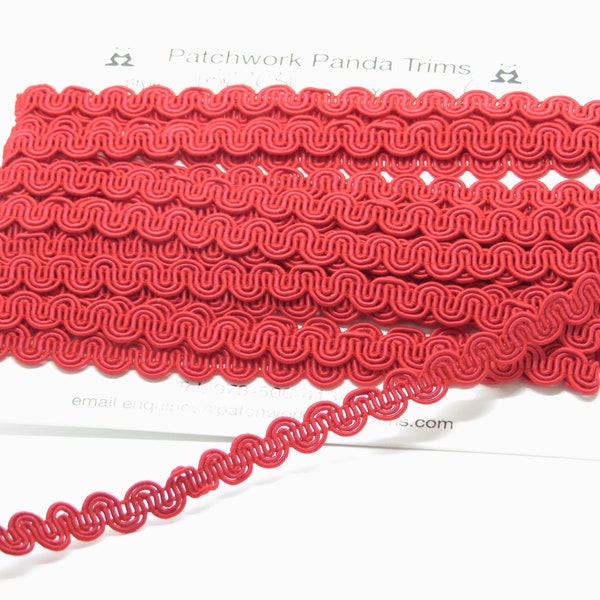 Scroll Braid 5/16" 9mm wide Red US MADE High Quality 6 yards Mini Sewing Trim