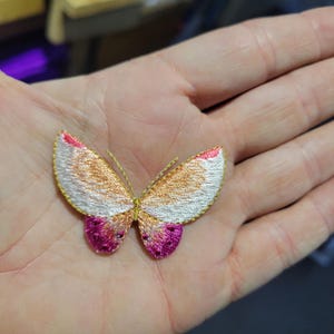 Toppa termoadesiva con farfalla color pesca e rosa acceso, 5 cm x 4 cm