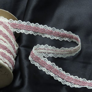 Lace with Gimp 1 1/8&quot; Galloon  Ivory & Colonial Rose Priced Per Yard