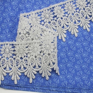Venedig-Spitze 6 3/4 "Tropfen Metallic Silber Großbestand Rayon & Metallic Maschinenwäsche Kalt trocknen