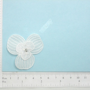 Bridal Beaded Flower  Applique Layered Sheer Shimmering White