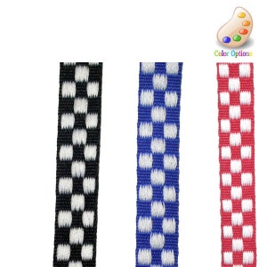 Geruit jacquardlint 3/8&quot; Zwart Wit Rood Wit of Blauw Wit 10 Yards