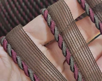 Cord edge Piping 3/16" on 1/2" Lip Brown & Wine 10 Yards