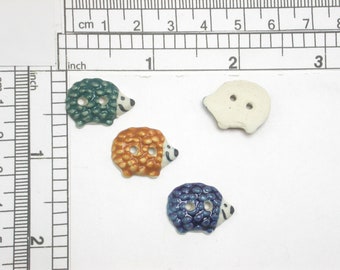 Hedgehog Ceramic Buttons 20mm 2 hole Priced Per Piece 3 colors