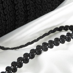 Black Gimp Braid 7/16" 11mm wide Black 3yds & up sewing trim