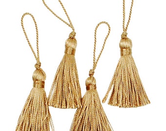 Tassels 2" Drop (50mm)  with Loop Old Gold 4 Piece Pack