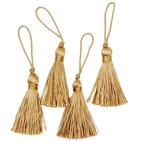 Tassels 2 Drop (50mm) with Loop Old Gold 4 Piece Pack