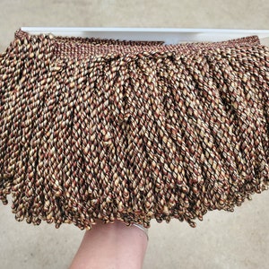 Bullion Fringe 6&quot; (152mm)  High End priced Per Yard Tan & Rust
