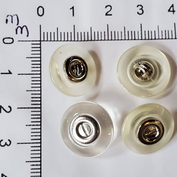 5 x Button Clear with center screw and washer detail  16mm shank industrial look