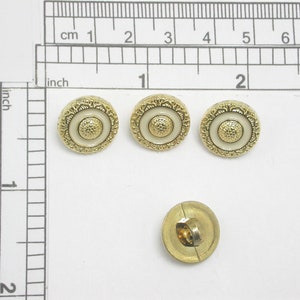 4 x Button 14 mm Gold Color with faux Enamel Detailing  shank