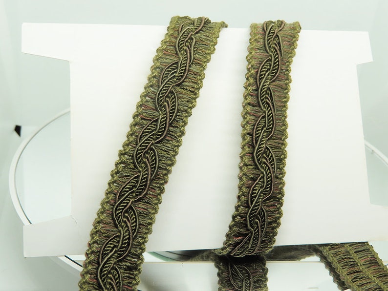 7/8 Moss Green & Copper Fancy Braid Prix par yard couture garniture poupée fabrication lampe artisanat image 1