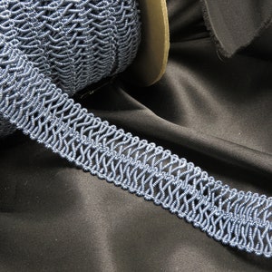 Trança 1 1/4" Denim Azul Fantasia com laço duplo Preço por jarda de acabamento de costura