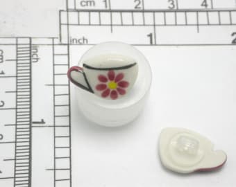 Tea Cup Ceramic Button 18mm with Plastic Shank Priced Per Piece