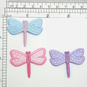 Libelle Dandy Dots Aufnäher Bügelbild 1 5/8&quot; x 1 1 1/2&quot; (41mm x 38mm) 4er Pack