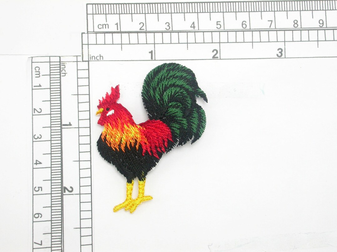 Rooster Patch Cockerell Iron on Embroidered Applique - Etsy