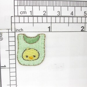 2 x Mini Baby Bib Iron On Patch Applique -  Embroidered 7/8&quot; high x 3/4&quot; wide