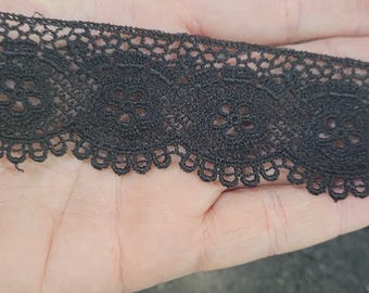 Venice Lace 1 3/8" (24.93mm) Black Fine Quality 3 Yards