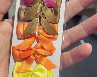 Satin Ribbon Flat Double Bows - 10 Pack, Fall Autumn Colors (45x32mm)