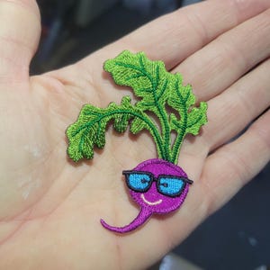 Beet with Groovy Sunglasses Iron-On Patch Applique