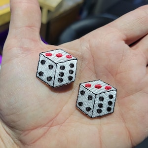2 Gaming Dice Patch 1" Embroidered Iron On Patch Applique