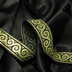 JacquardBand 1 1 5/16" Schwarz & Bright Poly Gold Swirl Preis bulk Stock