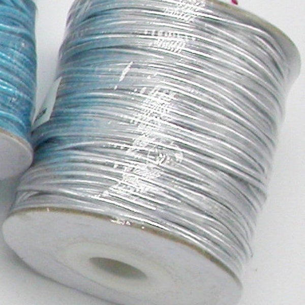 Elastic Cord Silver 1mm Metallic  100 Yard Roll  Stretch Ratio 2:1