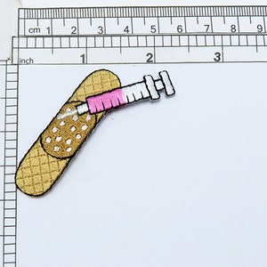 Embroidered Band Aid & Vaccine Iron On Applique