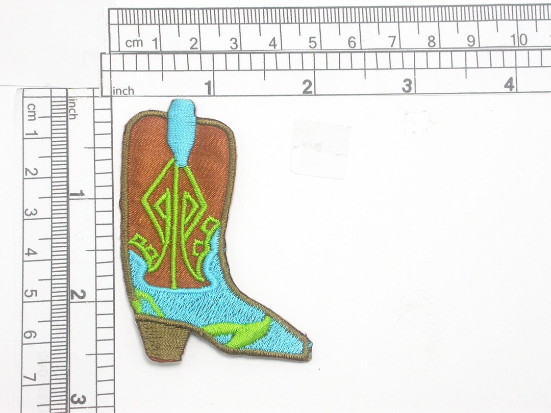 Cowboy Boot Patch Iron on Embroidered Applique Measures 2 5/8 High X 1 ...