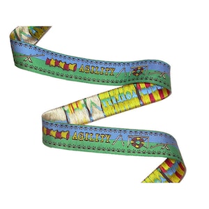 Dog Agility Jacquard Ribbon 1" (25mm) Groen & Blauw 5 Yards
