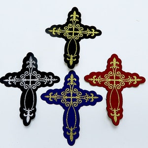 Fleur de Lys-religieus religieus metallic geweven opstrijkappliqué