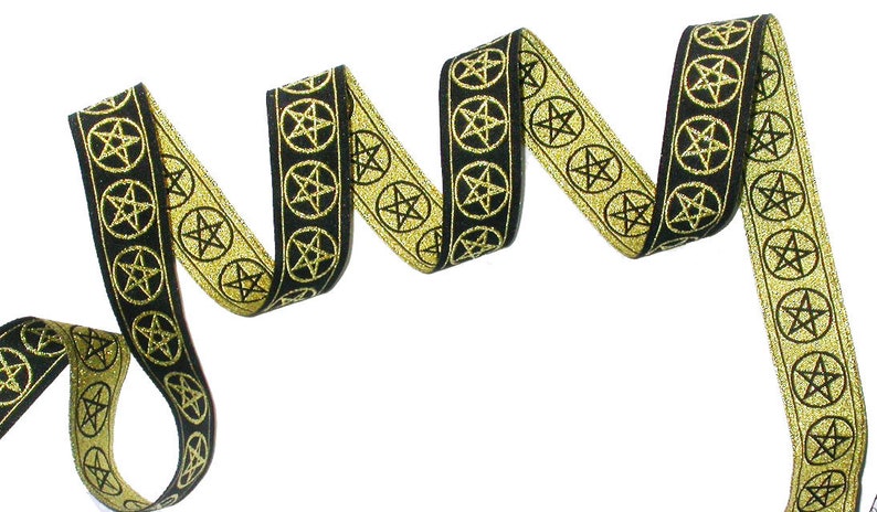 Monacle Ribbon Pentacle Wiccan Jacquard Ribbon 1
