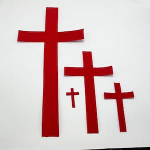 Red Cross Iron On Patch Applique - Standard Cross 4 sizes   Fully Embroidered