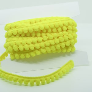 Yellow 3/8 Inch Mini Pom Pom Trim (10mm) 5 yards Doll Crafts sewing trim