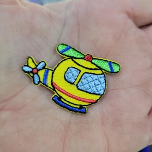 Colorful Helicopter Iron On Embroidered Applique (1 5/8" x 1 1/8")